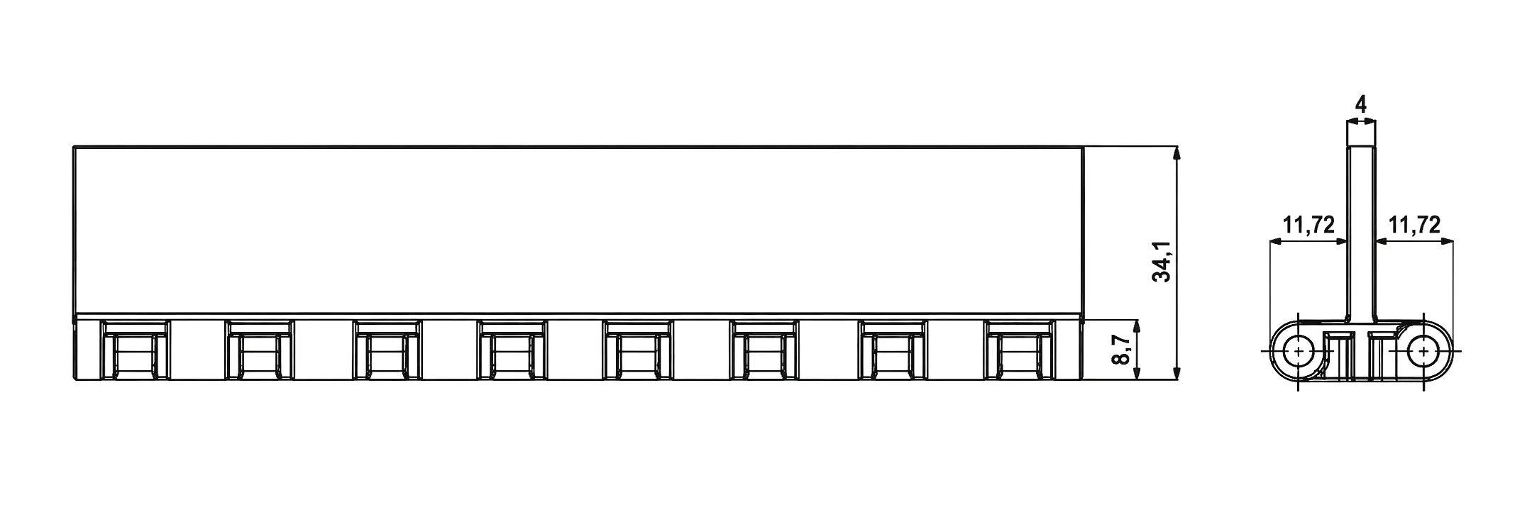 5935-FT-DB technical specification table - plastic modular belt UK supplier