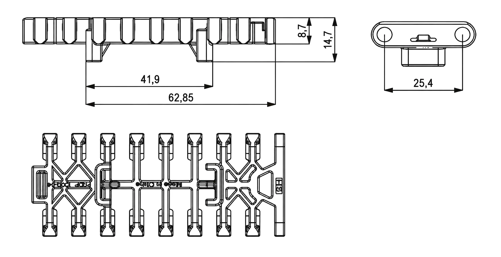 Heavy Duty Grid Straight Run Conveyor Belt technical specification chart 1000-FGDP-84