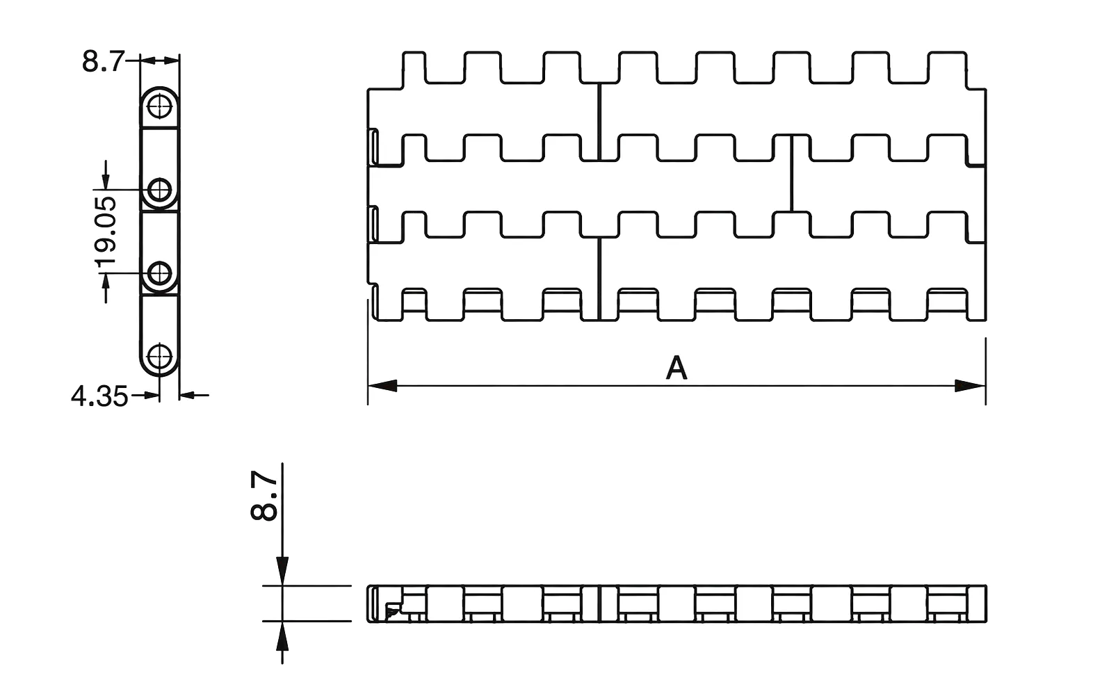 5935-FT Wide Pitch Flat Top Straight Run Belt full technical specification table
